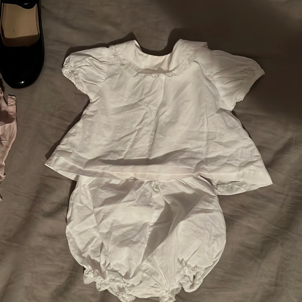 Lullaby Set two piece lace trim white baby set